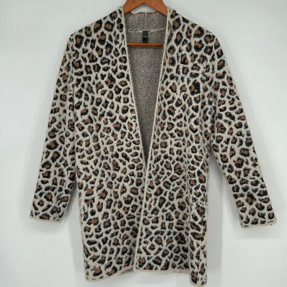 Alya‎ Francesca's Collection Leopard Print Open Long Line Cardigan Women's Small - Picture 1 of 11